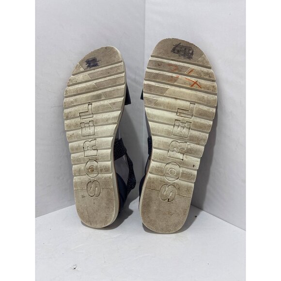 Sorel Ella II navy blue sandals elastic ankle excellent nocturnal sea salt size1 - Picture 5 of 6